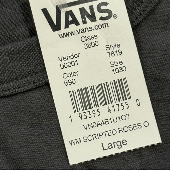 Vans Scripted Roses Short Sleeve Top Size Large Women - Picture 3 of 6